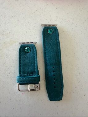 Teal Leather Apple Watch Band with Turquoise Studs